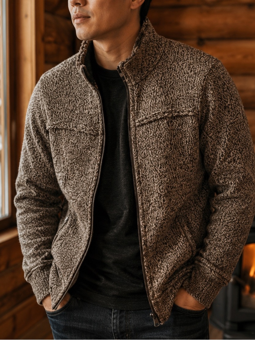 Jack & Jones Sherpa-Lined Knit Jacket – Size L